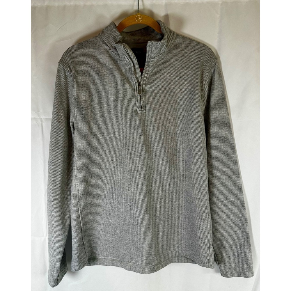 J. Crew Mens Quarter Zip Pullover Sweater Heather Gray Textured Knit Size M